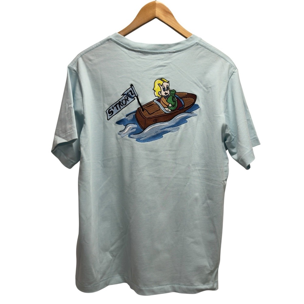 Bain De Mer NEW Men's Size Small St. Tropez Sky Blue Boat Graphic Cotton T-Shirt